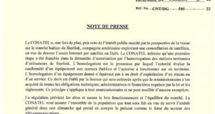 note de presse -CONATEL-Starlink